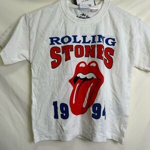 The Rolling Stones Kids Tee in White with Bold Red and Blue Design